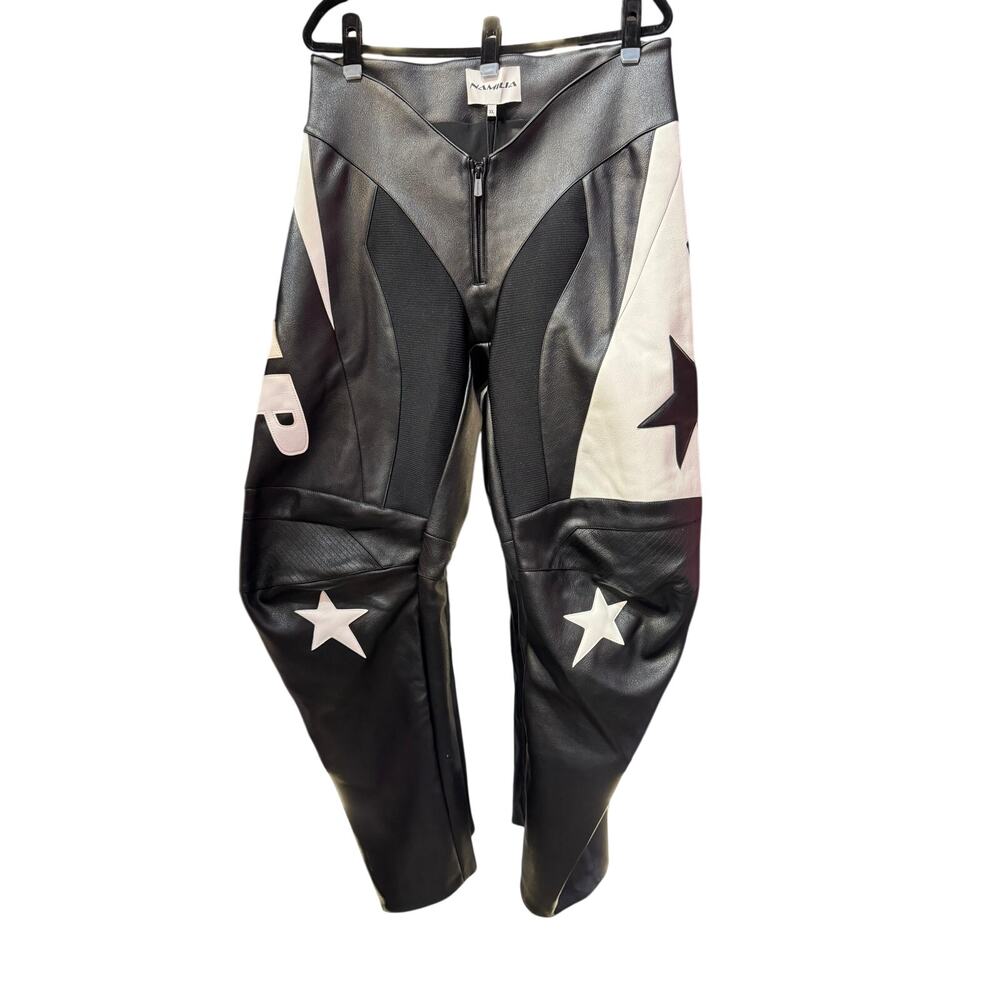 $180 SOLD OUT Namilia Fame Moto Pants White/Black XL NWT